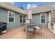 A charming back deck features a table with umbrella, perfect for outdoor dining and relaxing at 115 N Oakland Dr, Mebane, NC 27302
