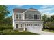 Charming two-story home with a two car garage and a landscaped front yard with a brick foundation and a light-colored exterior at 136 Blue Butterfly Dr, Angier, NC 27501