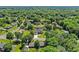 Wide aerial view of the property showcasing its location in a lush, tree-filled neighborhood at 1604 Palmer Dr, Graham, NC 27253