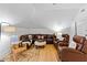 Cozy attic living room showcasing a leather sectional, rocking chair, and light hardwood floors at 207 Linden Ave, Raleigh, NC 27601