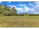 Expansive backyard featuring a lush lawn, privacy trees and a picturesque view of neighborhood homes at 310 Mineral Spring Ln, Fuquay Varina, NC 27526