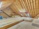 Unfinished attic space ready for buildout with exposed beams and subflooring at 5661 Quail Covey Ln, Wendell, NC 27591