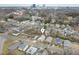Neighborhood aerial view showcases a mix of housing styles and proximity to the city skyline at 847 Estes St, Durham, NC 27701