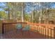 Inviting back deck with two chairs offering a relaxing outdoor space surrounded by trees at 1109 Sorcerer Ct Ct, Knightdale, NC 27545