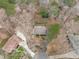 Aerial shot showcasing property nestled among mature trees at 115 Perth Pl, Durham, NC 27712