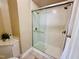 Modern bathroom with glass enclosed shower at 1208 Anora Dr, Apex, NC 27502