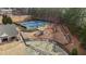 Aerial shot featuring tennis courts, a splash pad, and a playground! at 1208 Anora Dr, Apex, NC 27502