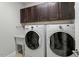 Laundry room featuring a washer, dryer, and cabinets at 1608 Doubles Ct, Raleigh, NC 27609