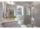 Bathroom offers a shower, stylish vanity, neutral finishes, and a view from a window at 1783 Ballard Rd # Apex Georgian, Fuquay Varina, NC 27526