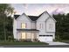 Inviting two-story home featuring white siding, black roof, brick foundation, and an attached two-car garage at 2004 Skipping Stone Dr # 165, Durham, NC 27705
