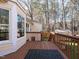 Wooden deck featuring an outdoor rug with a view of the house, backyard, and a storage shed at 2116 Leadenhall Way, Raleigh, NC 27603