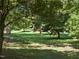 Secluded back yard setting with mature trees for shade and a picnic table for relaxing at 230 E Park Dr, Raleigh, NC 27605
