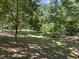 Lush back yard with mature trees providing ample shade and a peaceful setting at 230 E Park Dr, Raleigh, NC 27605