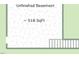 Floor plan of an unfinished basement, approximately 518 square feet at 230 E Park Dr, Raleigh, NC 27605