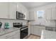 Close up of updated kitchen featuring stainless steel appliances, granite countertops, and stylish cabinetry at 366 Tormore Dr, Sanford, NC 27330