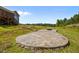 Landscaped backyard featuring a custom patio and stone fire pit, perfect for outdoor entertaining at 40 Cinnamon Teal Way, Youngsville, NC 27596