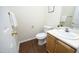 Cozy half-bathroom with stylish vanity, decor, and updated fixtures at 407 Misty Grove Cir, Morrisville, NC 27560