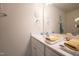 Bright bathroom featuring a white countertop, decorative flower accents, and ample space at 505 Marthas View Way, Wake Forest, NC 27587