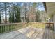 Spacious wooden back deck with views of trees at 5913 North Hills Dr, Raleigh, NC 27609
