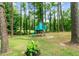 Backyard featuring a play area in a lush, green yard surrounded by trees at 636 Palmer Dr, Sanford, NC 27330