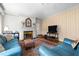 Cozy living room showcasing a fireplace, TV, and comfortable seating arrangement on hardwood floors at 1000 S 9Th St, Lillington, NC 27546
