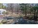 A backyard with sparse greenery, a fence, and a building, seen during late fall or early spring at 105 Glasgow Dr, Clayton, NC 27520