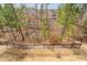 A view from the backyard overlooking a black fence and some trees at 1215 White Flint Cir, Durham, NC 27703