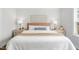 Close up of bed in main bedroom with neutral colors at 1215 White Flint Cir, Durham, NC 27703
