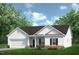 Charming one-story home with white siding, a covered porch, an attached garage, and a well-manicured lawn at 143 Vega Loop, Sanford, NC 27330