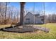 Secluded backyard featuring a mature tree with a swing, providing a serene and playful outdoor space at 193 Jenny Ln, Timberlake, NC 27583