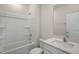 Bright bathroom with a tub-shower combination and a single-sink vanity at 2562 Summersby Dr, Mebane, NC 27302