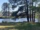 Scenic pond view with mature trees, lush greenery, and neighborhood homes in the background at 322 N Maple Walk Walk # 237, Garner, NC 27529