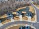 Aerial view of the neighborhood and the pond at 525 Marion Hills Way, Knightdale, NC 27545