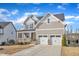 Attractive two-story home with a welcoming porch, stone accents, and a convenient two-car garage at 525 Marion Hills Way, Knightdale, NC 27545