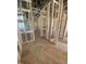 Unfinished interior showcasing framing for future spaces and rooms at 60 Valebrook Ct, Youngsville, NC 27596