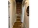 Hallway view of attic access ladder, showing the ease of access to an unfinished attic space for storage at 103 W Thorndale Dr, Oxford, NC 27565