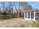 Spacious backyard with concrete patio, lush landscaping, and natural lighting at 35 Rogerson Dr, Chapel Hill, NC 27517