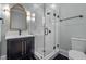 Modern bathroom with a glass-enclosed shower and stylish vanity, creating a spa-like experience at 3513 Eden Croft Dr, Raleigh, NC 27612