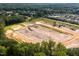 Aerial view of a large land being developed for new home construction, surrounded by nature at 3821 Fairway View Dr # 11, Fuquay Varina, NC 27526