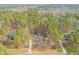 Expansive aerial view of the home nestled among mature trees in a lush green setting at 5032 Big Creek Rd, Raleigh, NC 27613