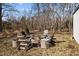 Inviting backyard fire pit area with Adirondack chairs, perfect for gatherings and outdoor enjoyment at 74 Azalea Dr, Roxboro, NC 27573