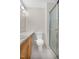 This bathroom is equipped with a glass-enclosed shower and a classic vanity with counter space at 1738 Quail Ridge Rd, Raleigh, NC 27609