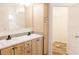 Bathroom vanity features double sinks, wood cabinets, modern fixtures, and wood-look flooring at 29 Hinshaw Shop Rd, Liberty, NC 27298