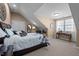 This bedroom features a bed, a desk, carpet, neutral colored walls, and natural lighting at 4278 Aviemore, Burlington, NC 27215