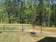 The backyard is grassed and has a black metal fence surrounding the property lines at 500 Yeowell Dr, Chapel Hill, NC 27514