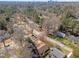 A diverse neighborhood with mature trees, showcasing a mix of architectural home styles in a serene setting at 5400 Cedarwood Dr, Raleigh, NC 27609