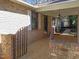 A brick walkway leading to a covered back porch at 5400 Cedarwood Dr, Raleigh, NC 27609