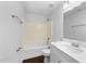 Bathroom with tub and shower combination and single sink vanity at 6013 Shelane Ct, Raleigh, NC 27610