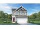 Charming two-story home with gray siding, white trim, and a two-car garage at 1008 Sora Way, Durham, NC 27703