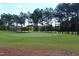 View of a pristine golf green surrounded by lush trees and a well-manicured course at 1137 Fanning Dr, Wake Forest, NC 27587